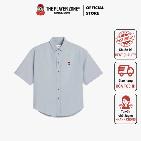 Áo Sơ Mi AMI Blue Boxy-Fit Cotton Shirt - blue