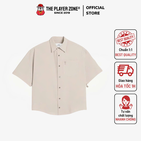 Áo Sơ Mi Ami Cotton Boxy-Fit Shirt -  Light brown