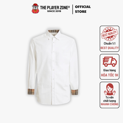 Áo Sơ Mi Burberry Monogram Motif Slim-Fit Shirt - trắng
