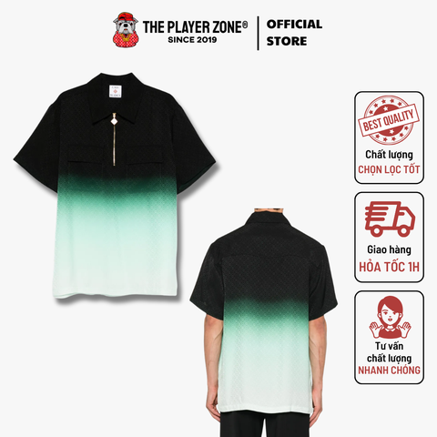 Áo Sơ Mi Casa zip-front textured polo shirt