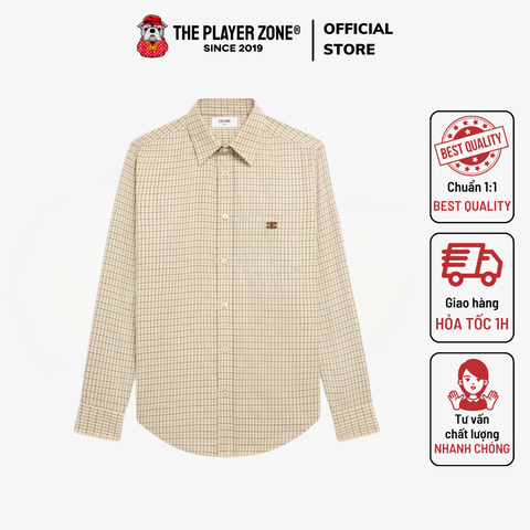 Áo Sơ Mi Celine Loose In Checked Cotton - Beige