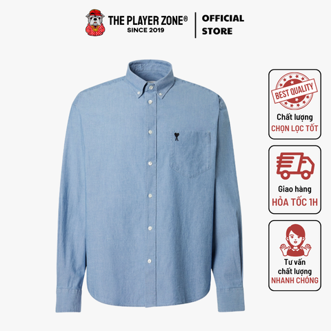 Áo Sơ Mi de Cœur Cotton Chambray Shirt - Blue