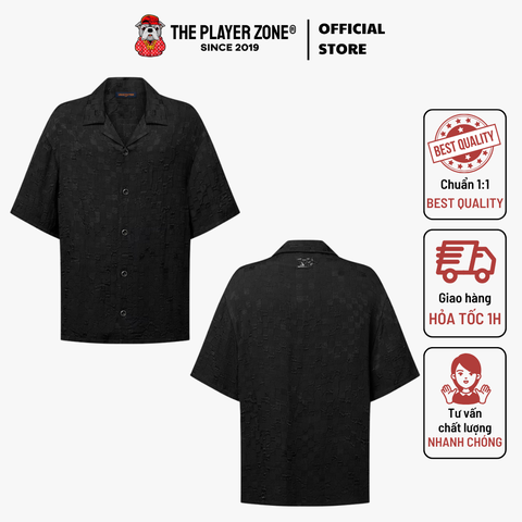 Áo sơ mi LV Graphic Jacquard Short-Sleeved Shirt - Đen