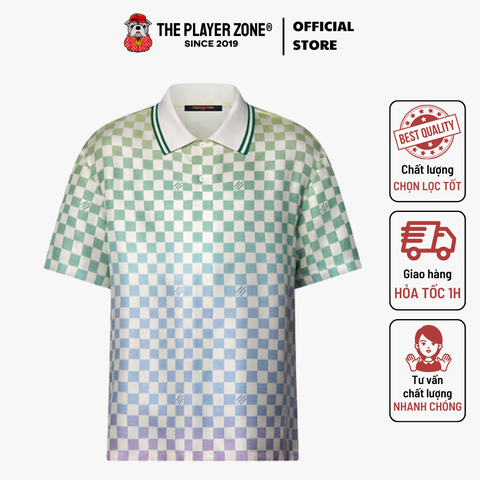 Áo sơ mi LV Louis Vuitton Damier Gradient Printed Silk