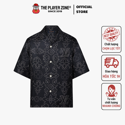 Áo Sơ Mi LV Louis Vuitton Printed Short-Sleeved Silk Shirt