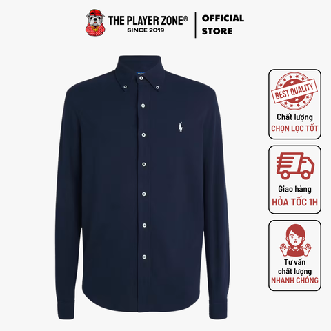 Áo Sơ Mi Polo RL Navy Cotton Textured - Navy