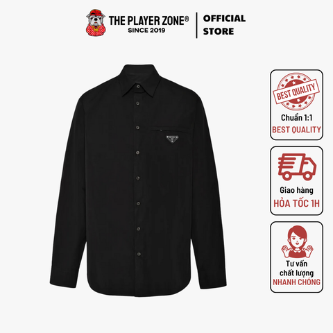 Áo Sơ Mi Prada Enamel Triangle-logo shirt - Đen