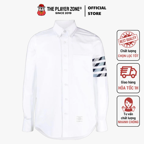 Áo sơ mi Thom Browne 4-bar stripe cotton shirt - Trắng