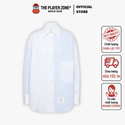 Áo Sơ Mi Thom Browne Poplin Pinstripe Funmix Micro University Striped