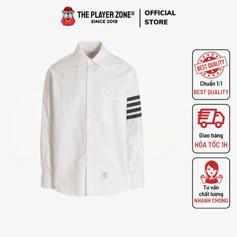 Áo Sơ Mi TB Solid Oxford 4-Bar Point Collar Shirt - Trắng