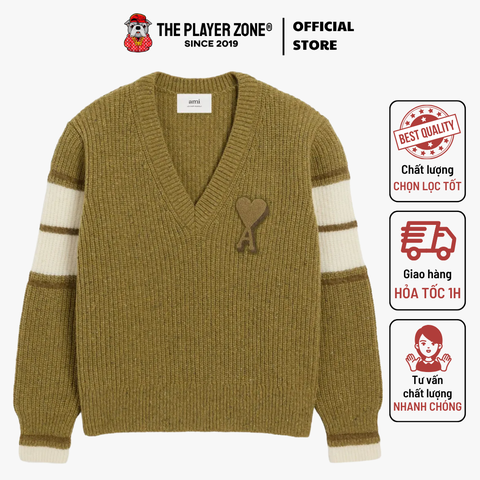 Áo Sweater Ami Brown Wool College - Green