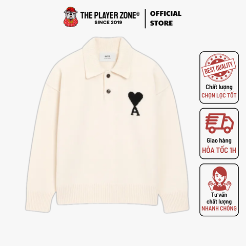 Áo Sweater Ami Wool Ami De Coeur Polo - Be