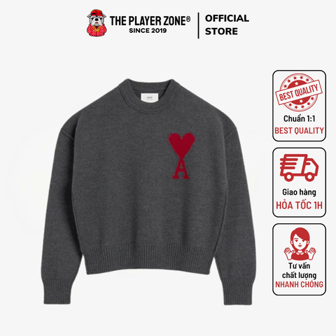 Áo Sweater Ami Wool Ami De Coeur Red Heart - Heather Grey