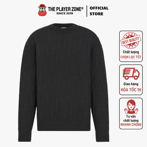 Áo Sweater Dior Oblique In Black Cotton-Blend Jacquard - Đen