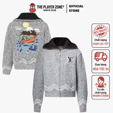 Áo Khoác LV Louis Vuitton Zippered Knitted Blouson - Grey