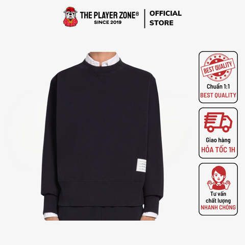 Áo Sweater Thom Browne Solid Brushed Loopback Pullover - Navy