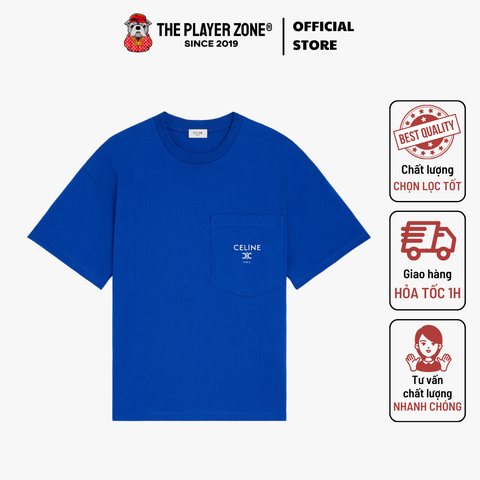 Áo Thgun Celine T-SHIRT IN COTTON JERSEY - Blue