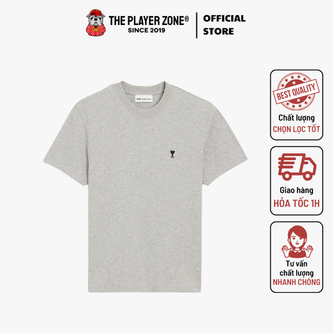 Áo Thun Ami Cotton Contrasted Adc Tshirt - Grey