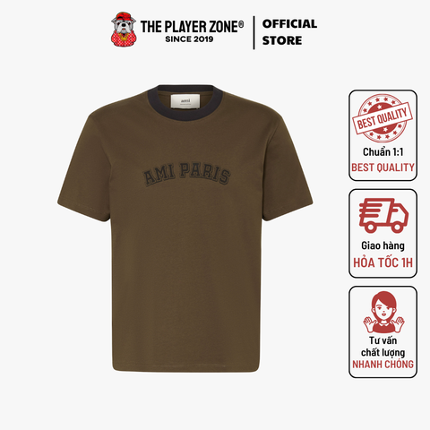 Áo Thun Ami Paris Logo Print Organic Cotton t-shirt - Dark Brown