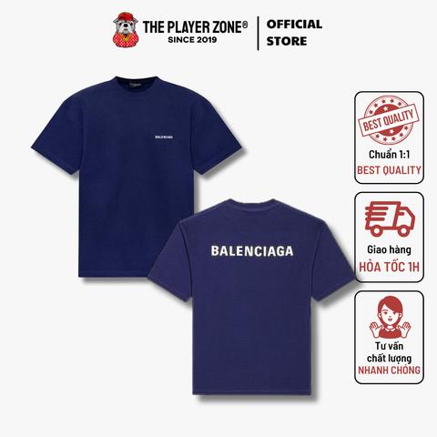 Áo Thun Balenciaga Logo Medium Fit - Blue