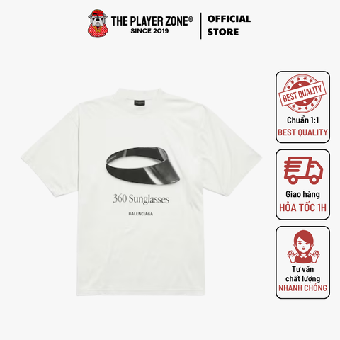 Áo Thun Balenciaga Men's 360 Sunglasses T-shirt Medium Fit in Dirty White