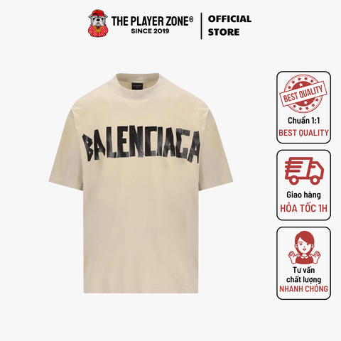 Áo Thun Balenciaga Tape Type T-shirt Medium Fit in Beige