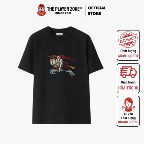 Áo Thun Burberry EKD Cotton T-shirt Logo Thêu - Đen