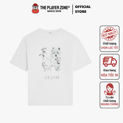 Áo thun Celine oversized t-shirt IN cotton jersey - Trắng