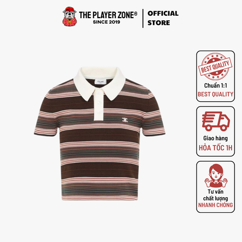 Áo polo Celine Triomphe Cropped Polo Shirt Cotton