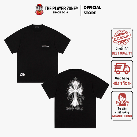 Áo Thun Chrome Hearts Jumbo Cemetery Crosses Pocket Tee - Đen