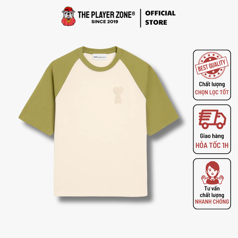 Áo thun Coeur two tone thick cotton jersey short sleeves t-shirt-green