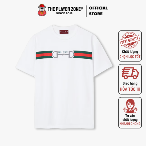 Áo Thun Cotton jersey T-shirt with embroinavy- trắng