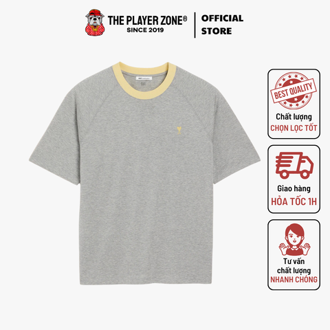 Áo thun de Coeur short sleeves t-shirt in mercerized jersey- xám