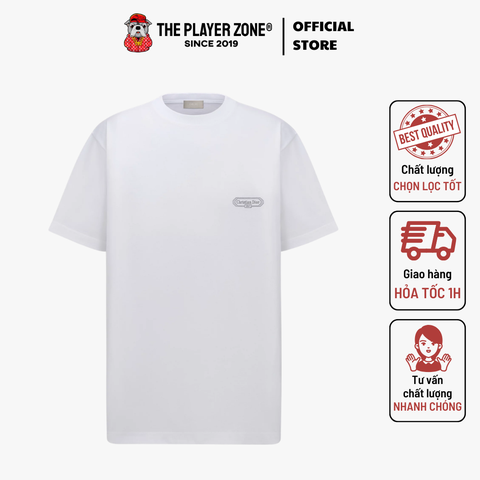 Áo Thun CD Box T-Shirt, Relaxed Fit White Cotton Jersey - Trắng