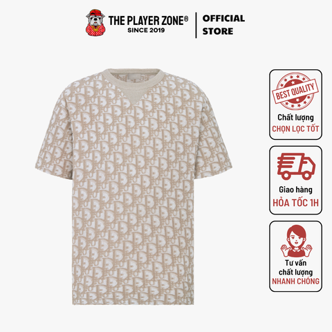 Áo Thun Oblique T-Shirt, Relaxed Fit Terry Cotton Jersey - Beige