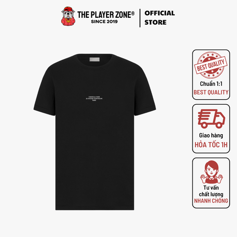 Áo Thun Dior Montaigne T-Shirt, Regular Fit Black Mercerized Cotton Jersey - Đen