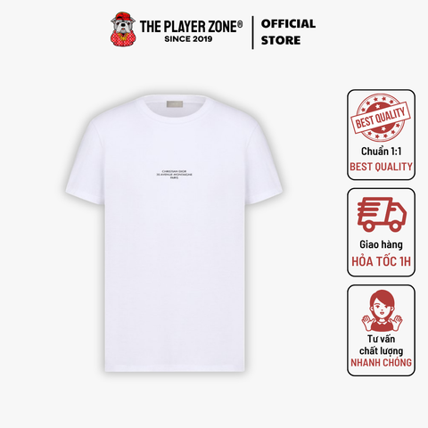 Áo Thun Dior Montaigne T-Shirt, Regular Fit Black Mercerized Cotton Jersey - Trắng