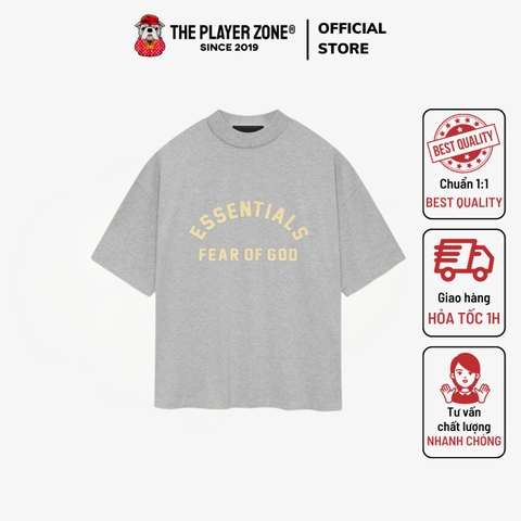Áo thun FEAR OF GOD ESSENTIALS Gray Crewneck T-Shirt Logo - Light Heather Grey