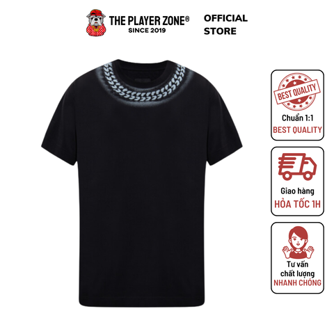 Áo thun Givenchy Black Chito Edition Embossed Chain T-Shirt - Đen