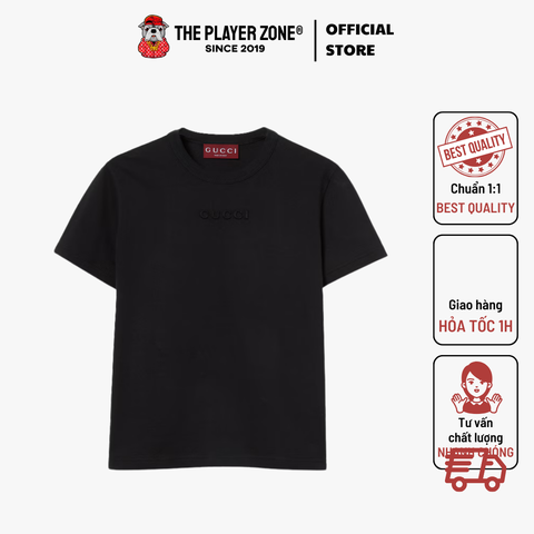 Áo thun Gucci Cotton jersey T-shirt with embroidery - Đen
