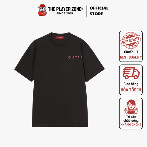 Áo thun Gucci Printed Cotton Jersey T-shirt - Black