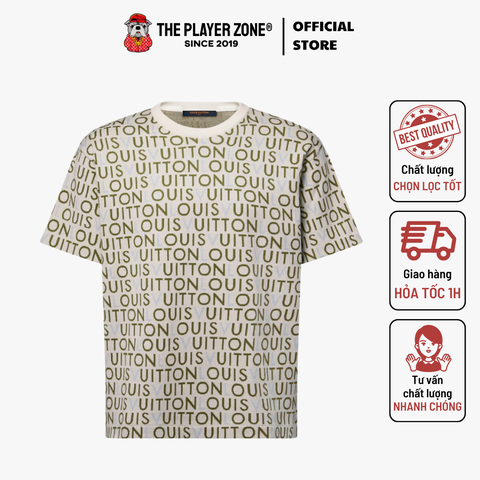 Áo Thun Jacquard Signature Short-Sleeved Crewneck- Trắng