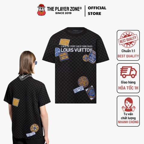 Áo Thun LV Damier Short-Sleeved Signature Crewneck SS25