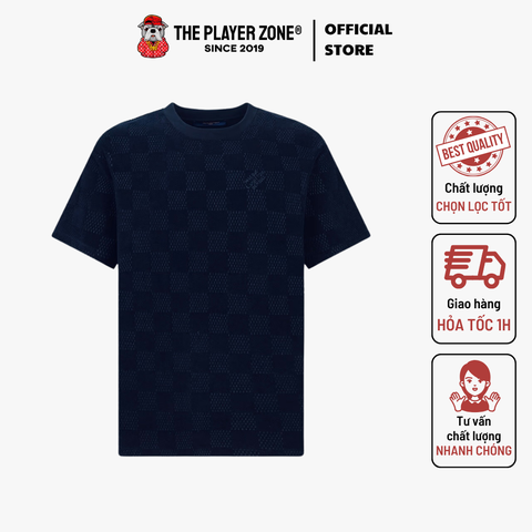 Áo Thun LV Dệt Kim Damier French Terry T-Shirt - Blue