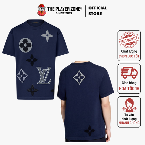 Áo Thun LV Louis Vuitton Monogram Short-Sleeved Knitted Crewneck - Navy