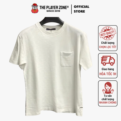 Áo Thun LV Louis Vuitton White thread checkerboard full printed logo - Trắng