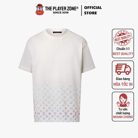 Áo Thun LV Monogram Gradient Embellished Short-Sleeved Crewneck - trắng