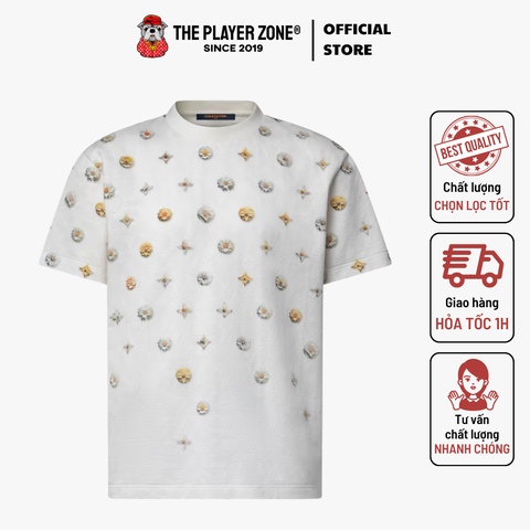 Áo Thun Overprinted Monogram Jacquard  - Trắng