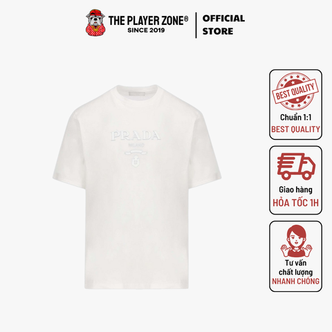 Áo Thun Prada raised logo round-neck - trắng