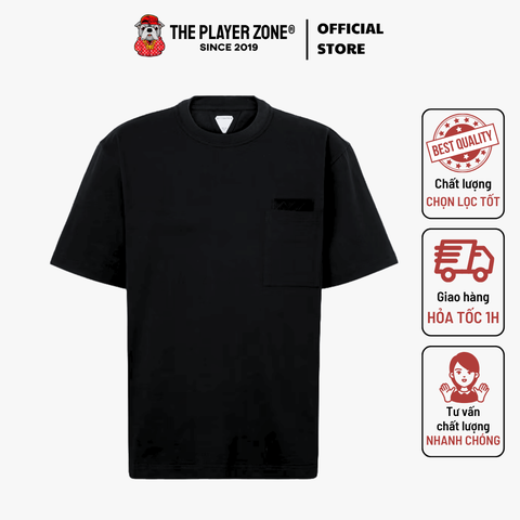 Áo Thun  Suede-trimmed cotton jersey T-shirt- Đen